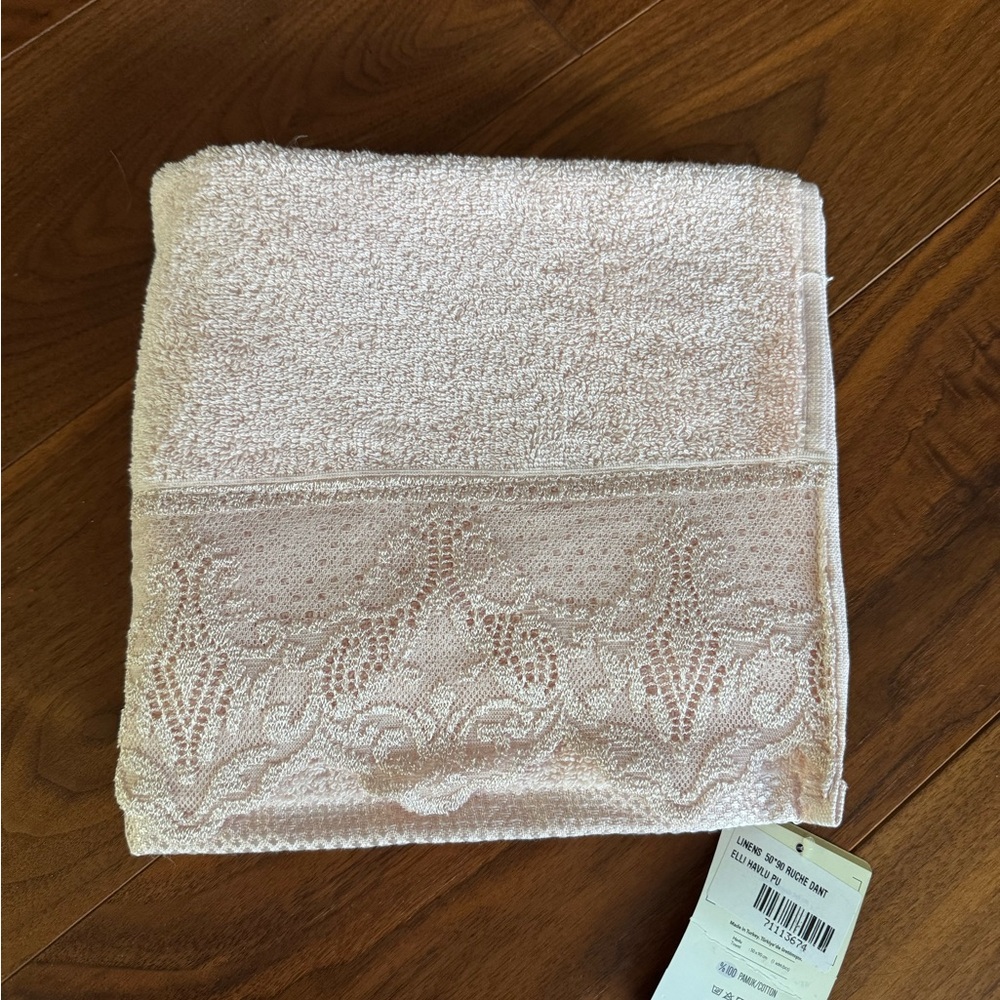 [Linens] Light Powder Pink Towel with Lace Detail
